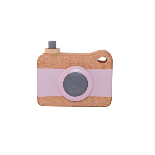 Appareil photo en bois - Rose poudré