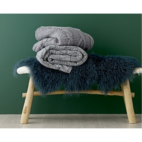 Peau d'agneau de Mongolie - Bleu canard