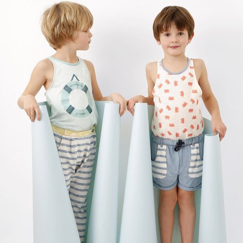 Short Fluid Denim et Marinière - Bleu