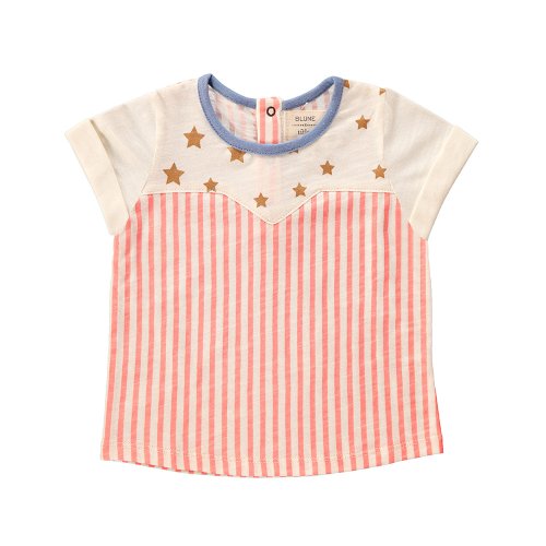 T-Shirt Imprimé Etoiles et Rayures - Rose