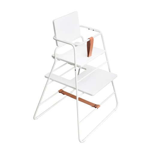 Chaise haute TOWERchair - Blanc/Cuir naturel