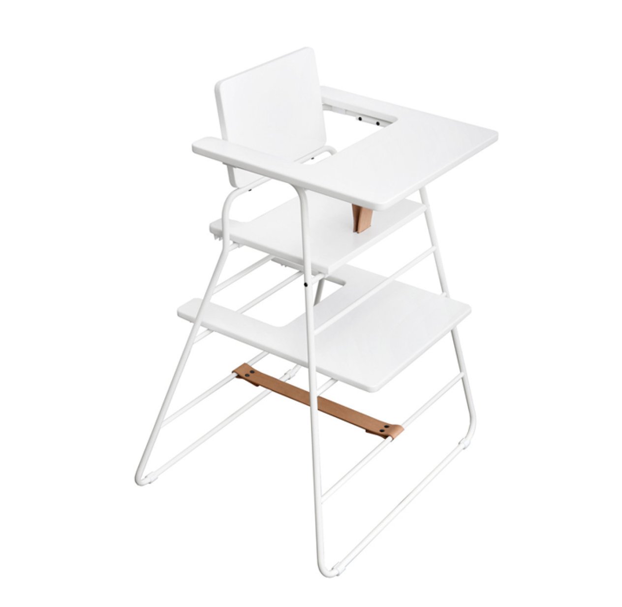 Chaise haute TOWERchair - Blanc/Cuir naturel
