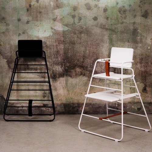 Chaise haute TOWERchair - Blanc/Cuir naturel