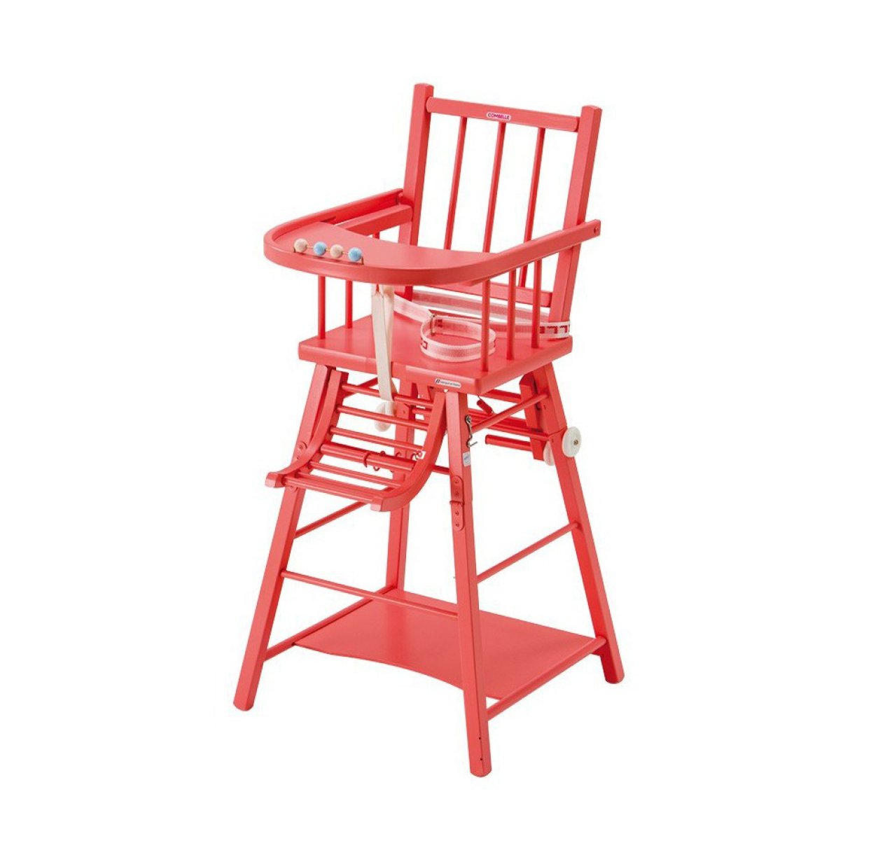 Chaise haute transformable Marcel - Laqué rose