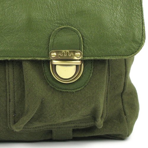 Cartable cuir et toile - Feuille