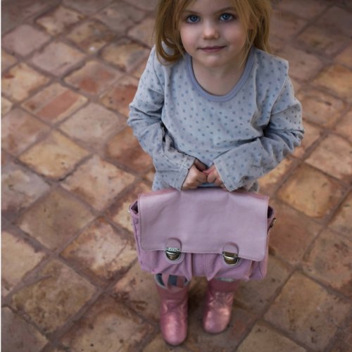 Cartable cuir et toile - Guimauve