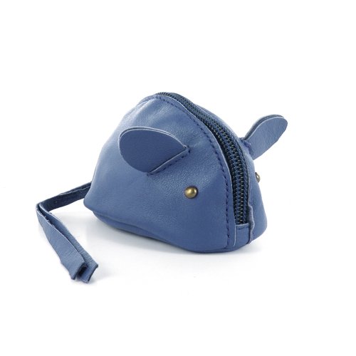 Porte-monnaie Souris En Cuir Véritable - Petit Sac Mignon Multifonction Pour Pièces, Clés, Cartes, 11x6x5 Cm