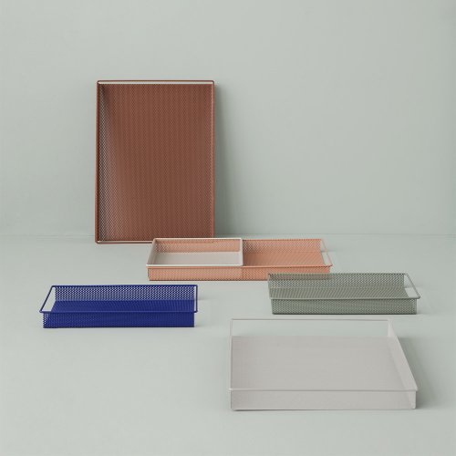 Plateau de rangement en métal L - Bleu