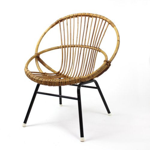Fauteuil en rotin piétement métal