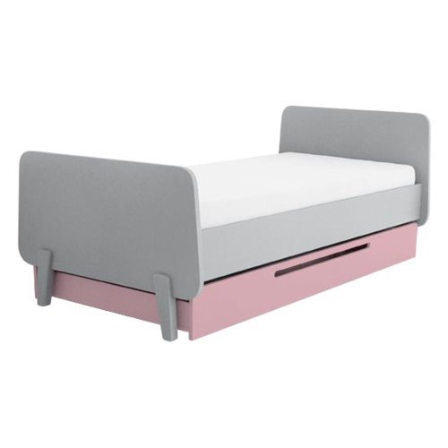 Lit MM pieds bois naturel 90x190cm - Vieux rose