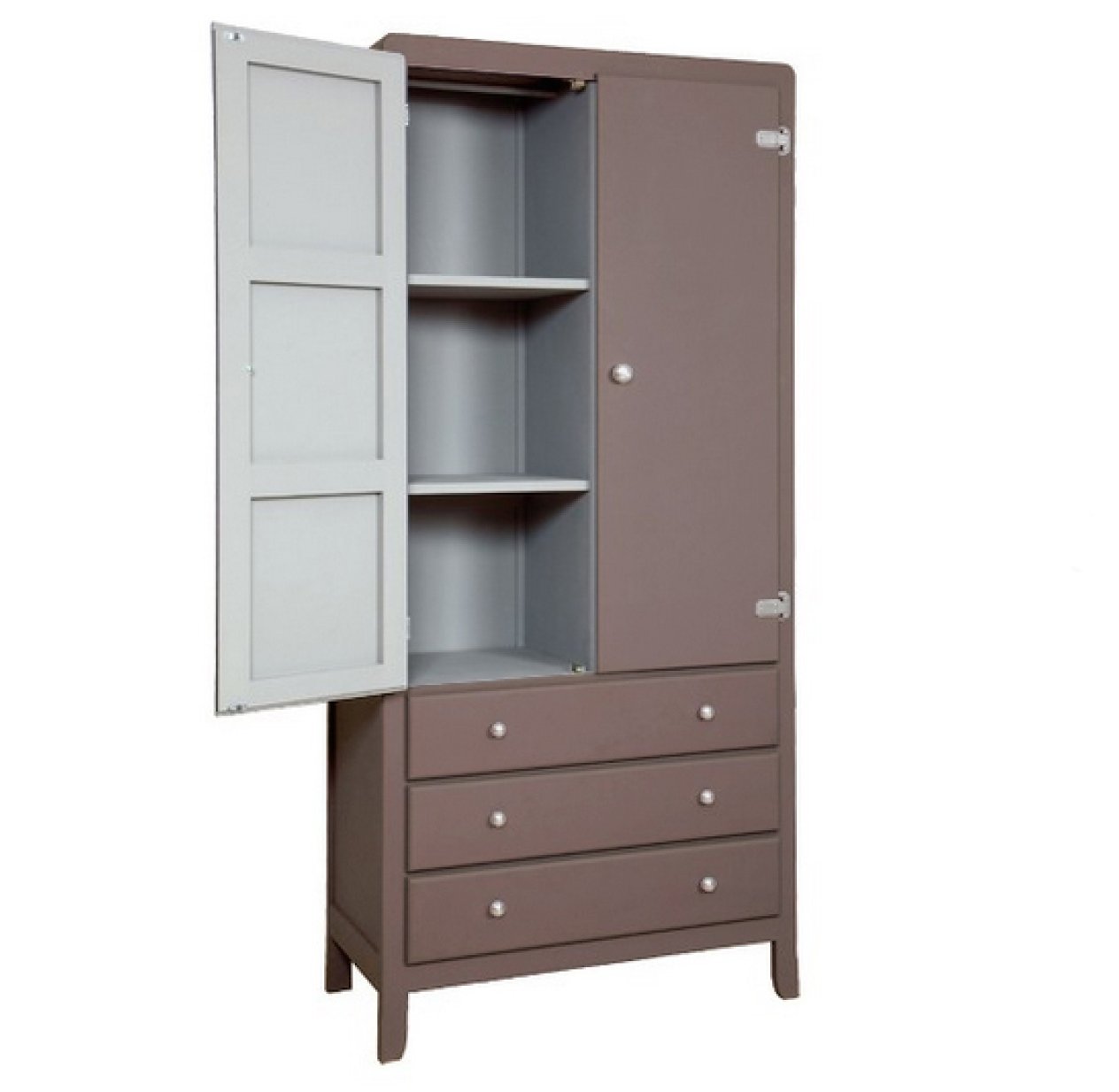Armoire à 3 temps Taupe Laurette pour chambre enfant Les Enfants du