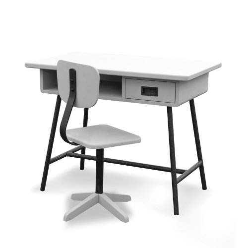 Bureau la Classe et chaise d'atelier - Gris clair