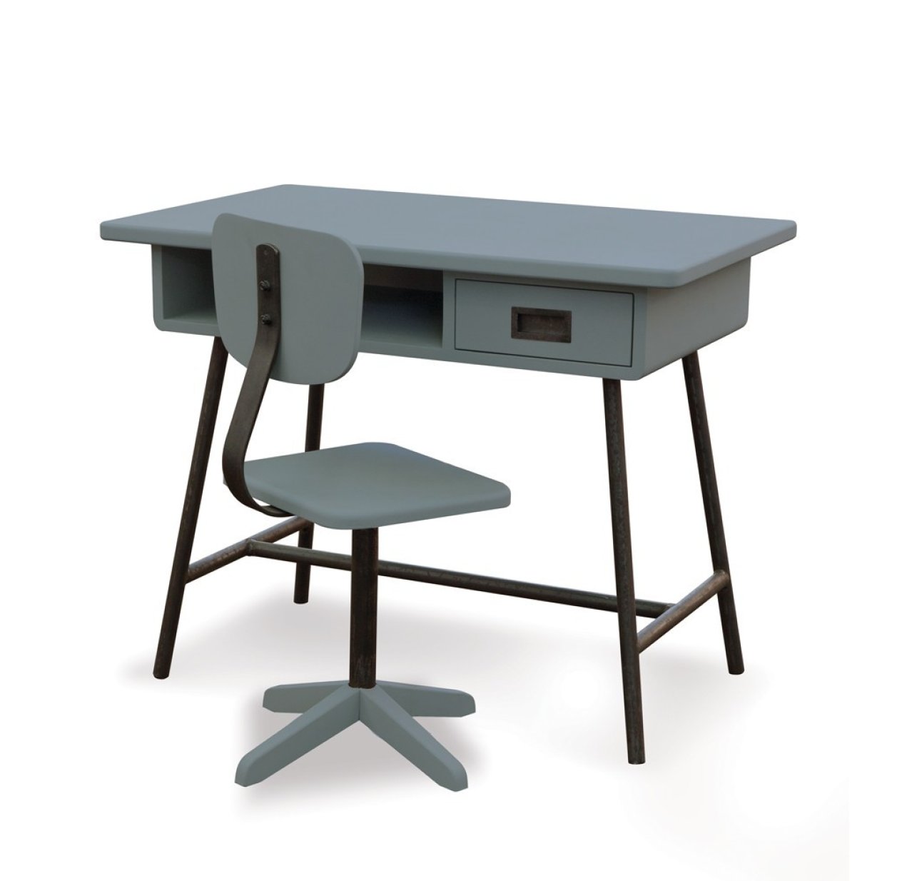 Bureau la Classe et chaise d'atelier - Gris souris