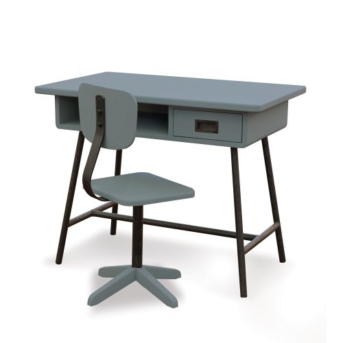 Bureau la Classe et chaise d'atelier - Gris souris