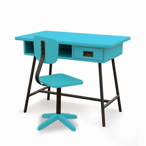Bureau la Classe et chaise d'atelier Turquoise