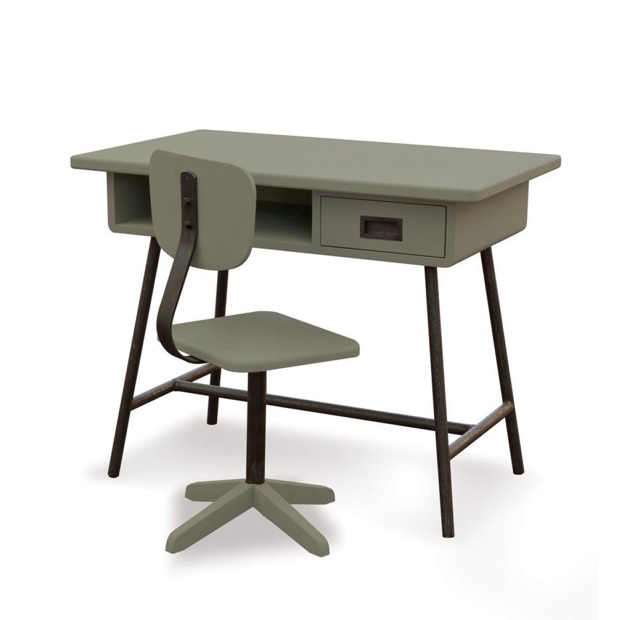 Bureau la Classe et chaise d'atelier Vert de Gris