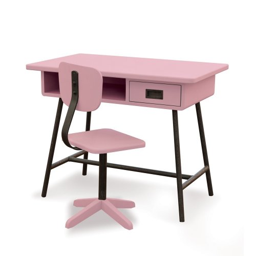 Bureau la Classe et chaise d'atelier - Vieux rose