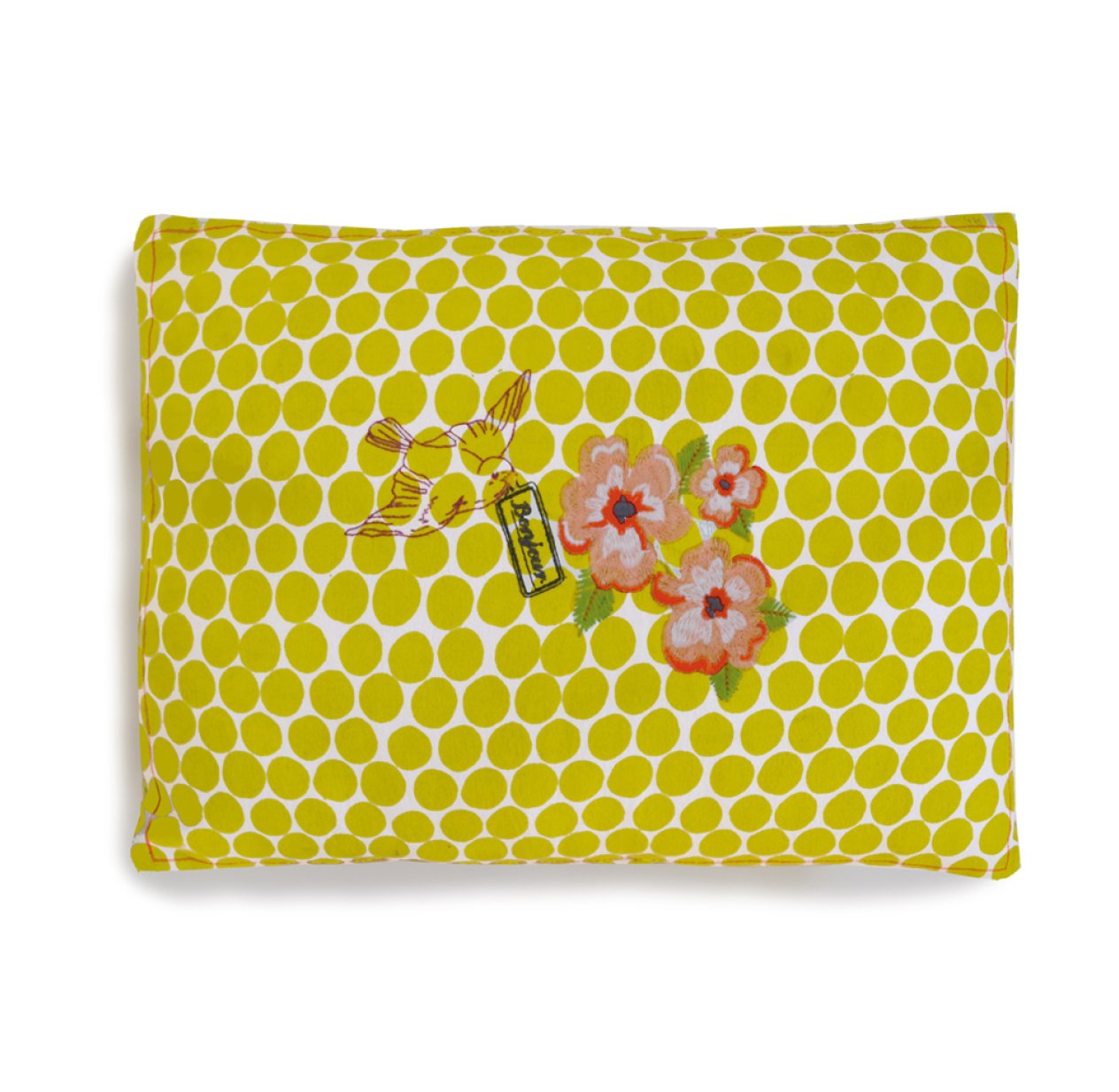 Coussin brodé Bonjour