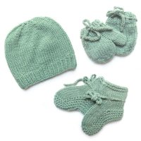 Kit de naissance tricoté - Vert d'eau