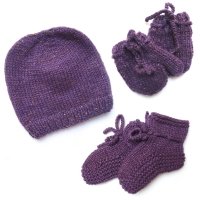 Kit de naissance tricoté irisé - Violet