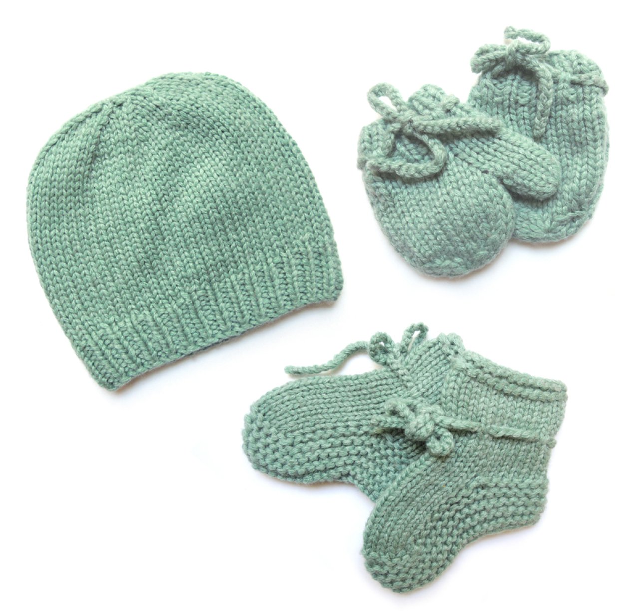 Kit de naissance tricoté - Vert d'eau