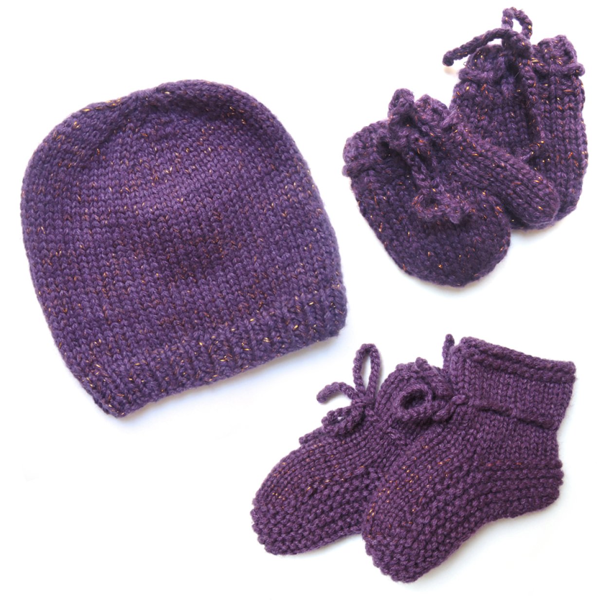 Kit de naissance tricoté irisé - Violet