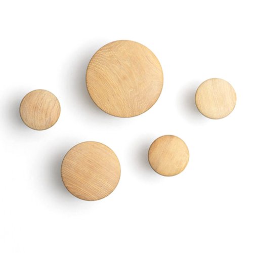 Dots - Set de 5 patères en bois - Chêne