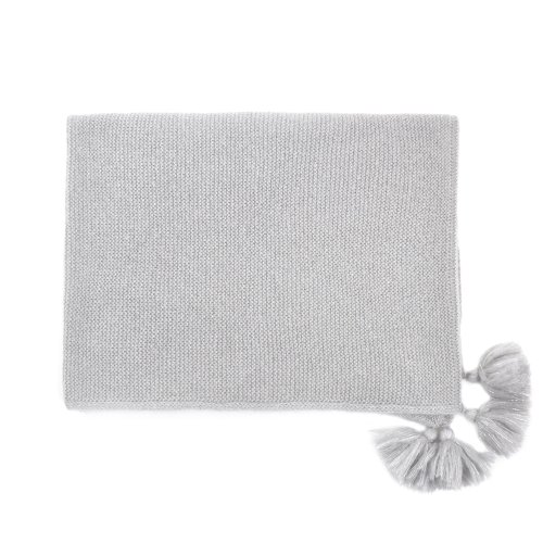 Couverture Pompon Lurex mohair - Gris clair