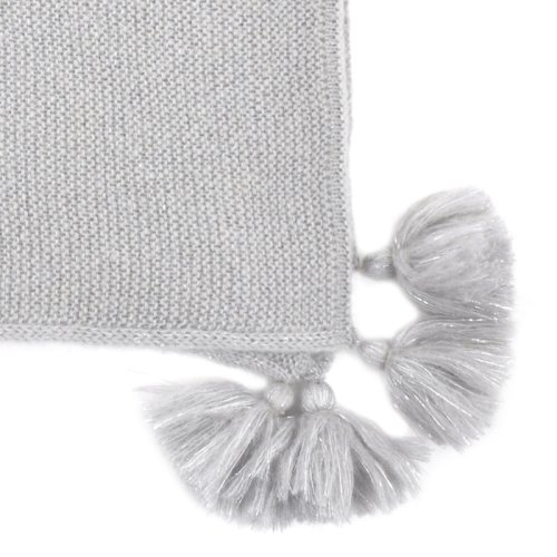 Couverture Pompon Lurex mohair - Gris clair