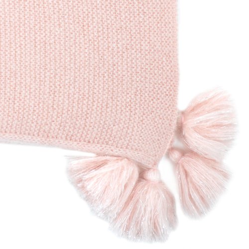 Couverture Pompon Lurex mohair - Rose poudré