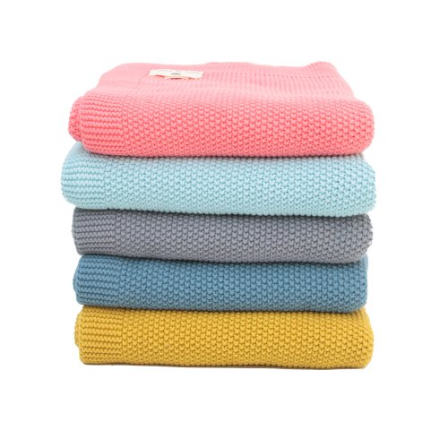 Couverture Bou en tricot - Bleu ciel