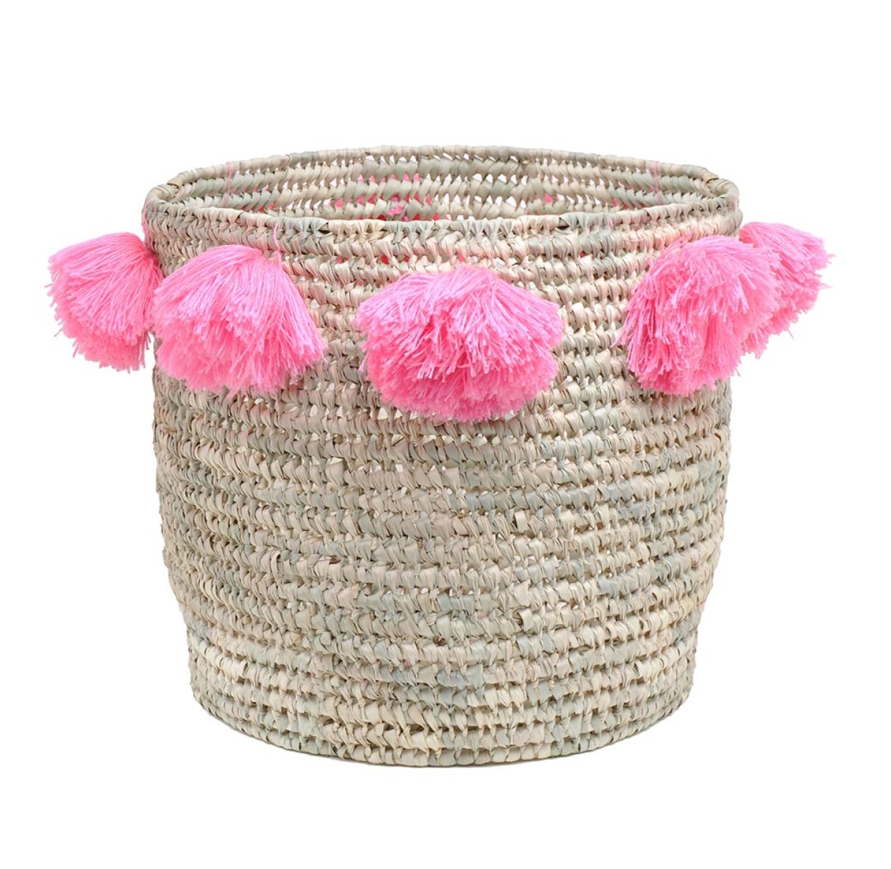 Panier Louis Big à pompons - Rose bonbon