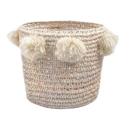 Panier Louis Big à pompons - Ecru