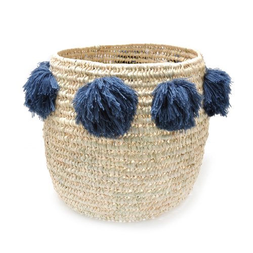 Panier Louis à pompons - Gris