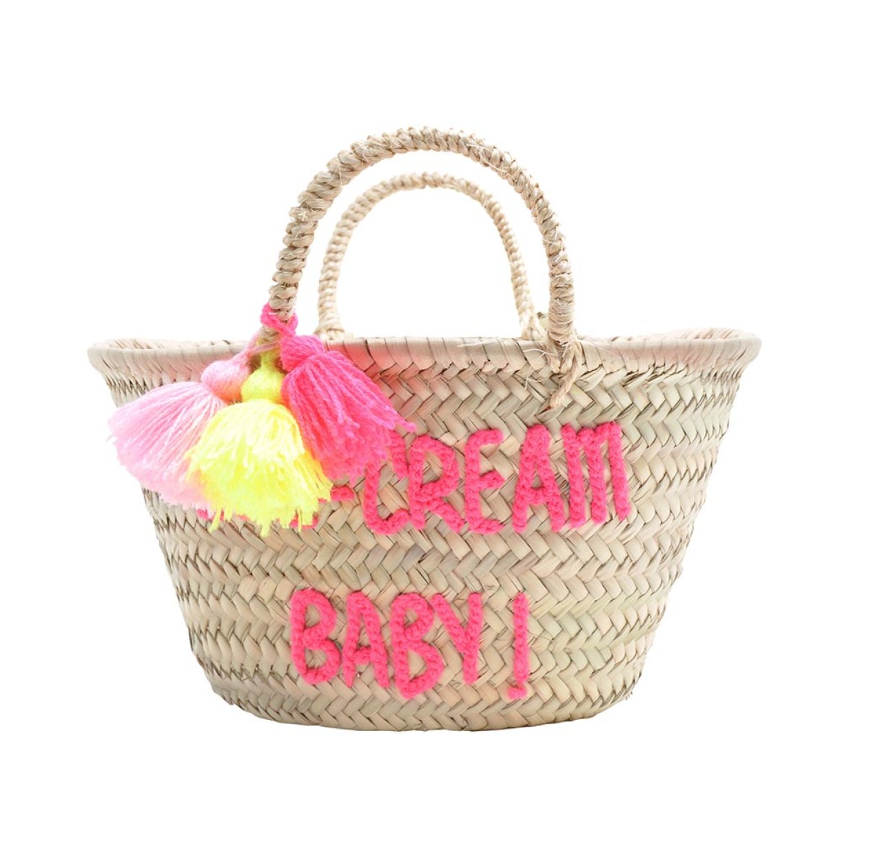 Panier à pompons brodé Ice-Cream Baby - Rose