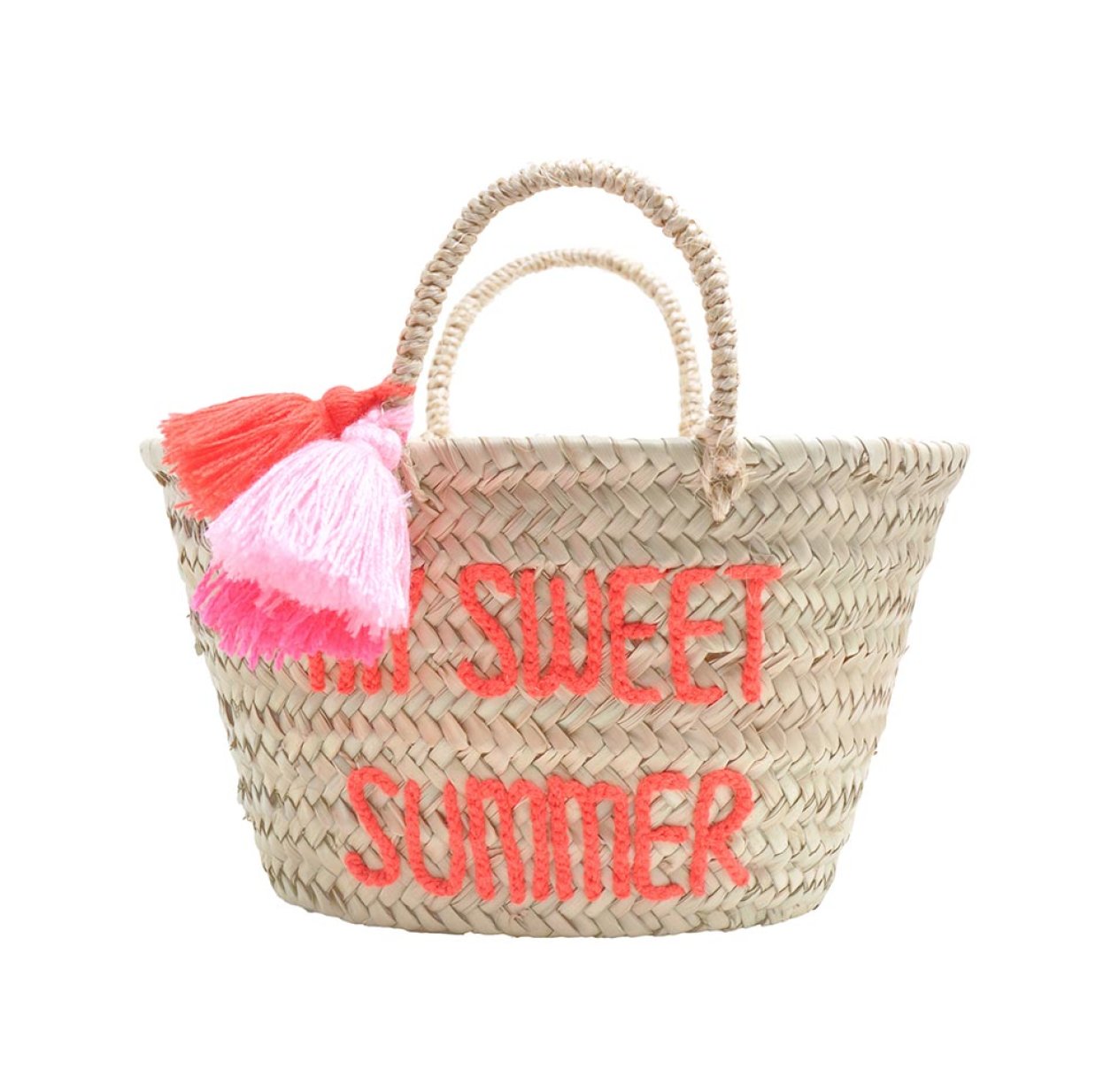 Panier à pompons brodé My Sweet Summer - Orange
