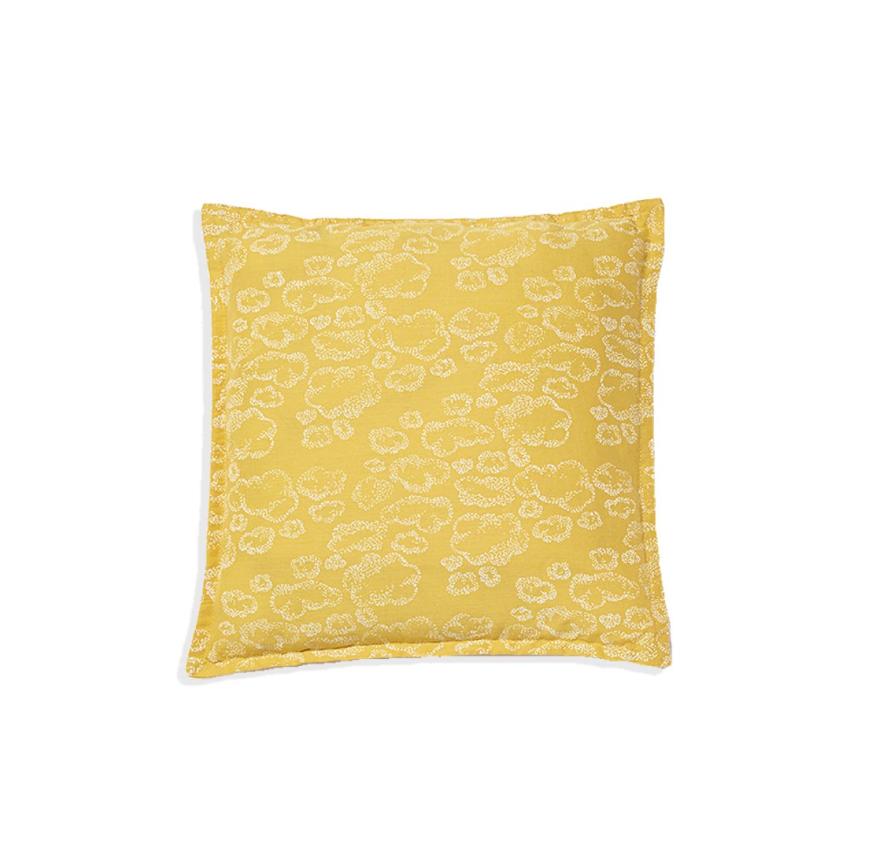 Petit coussin carré bébé Nuages - Moutarde