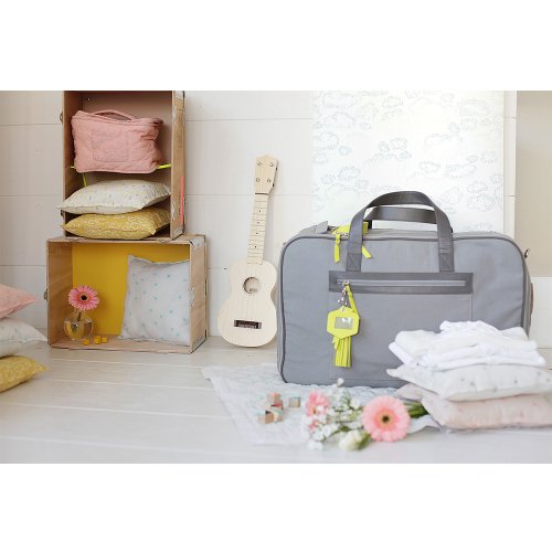 Petit coussin carré bébé Nuages - Moutarde