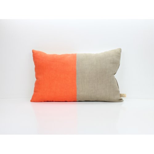 Coussin en lin 25 x 40 cm - Orange/Jaune