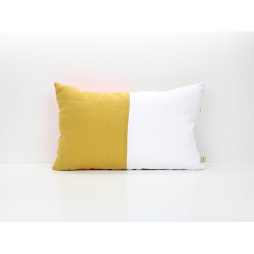 Coussin en lin 25 x 40 cm - Orange/Jaune