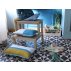 Coussin en lin 30 x 50 cm - Bleu/Jaune
