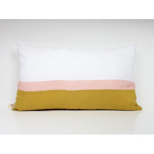 Coussin en lin 30 x 50 cm - Rose/Jaune
