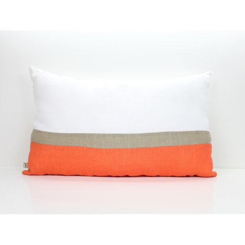 Coussin en lin 30 x 50 cm - Bleu/Orange
