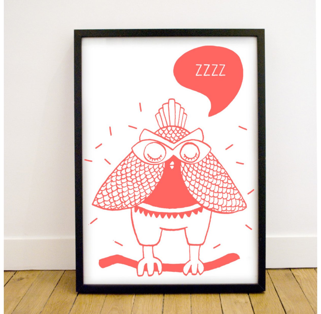 Affiche phosphorescente - Hibou Corail
