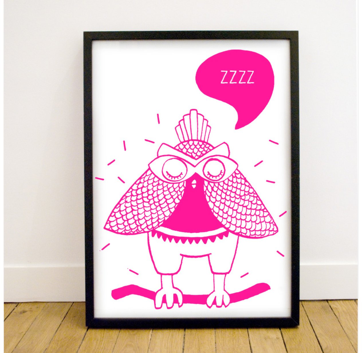 Affiche phosphorescente - Hibou Fushia