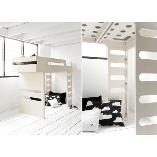 Lit superposé F+ A Bed et son matelas - Cérusé Blanc