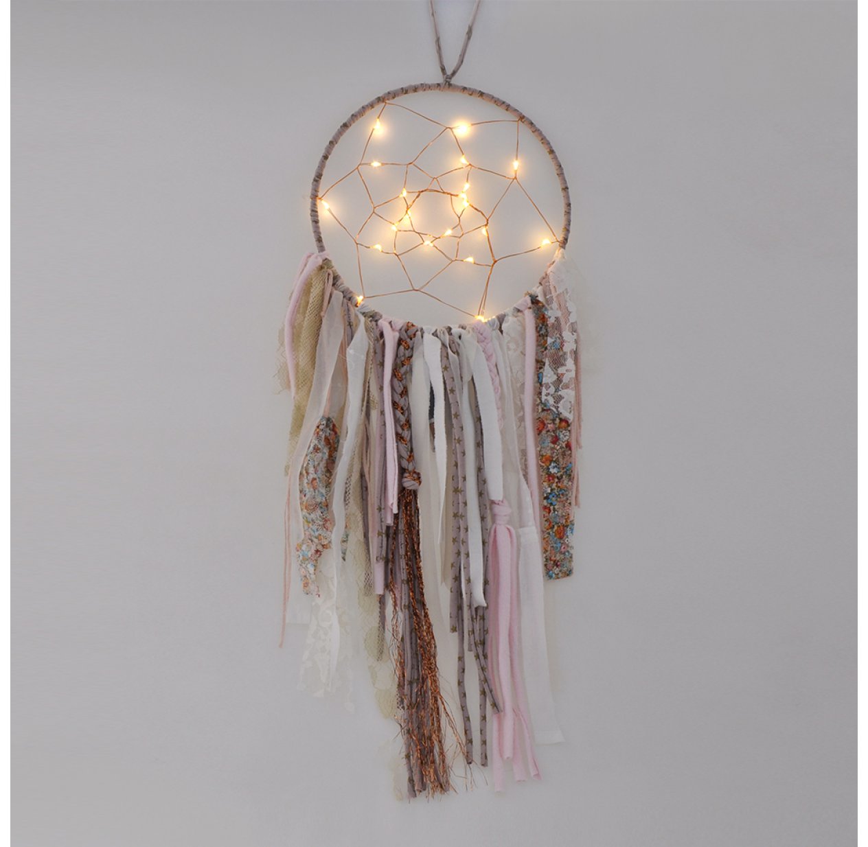 Attrape Rêves Lumineux - Rose poudré