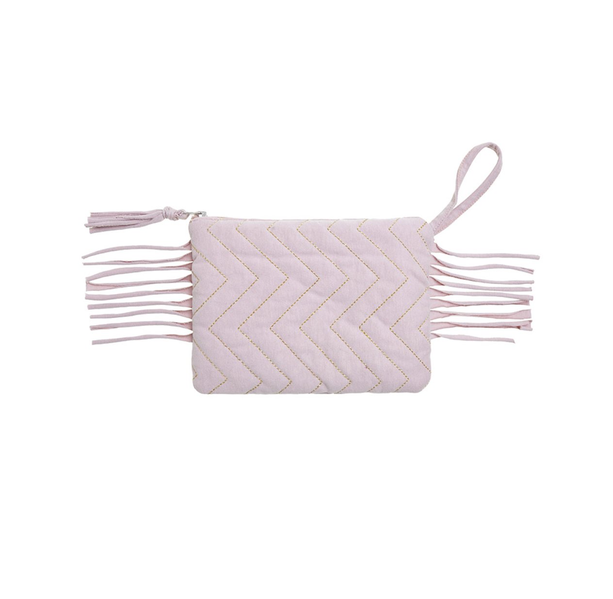 Pochette zippée Zig Zag - Rose poudré