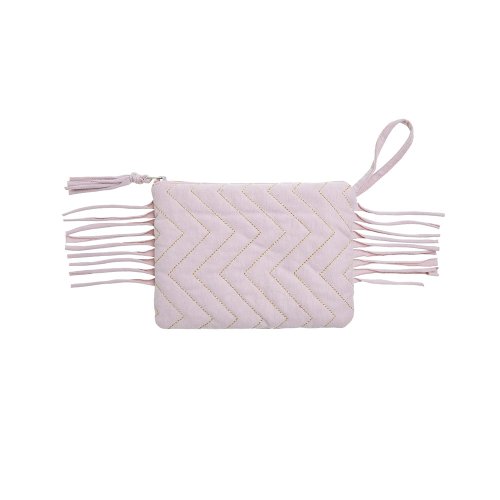Pochette zippée Zig Zag - Rose poudré