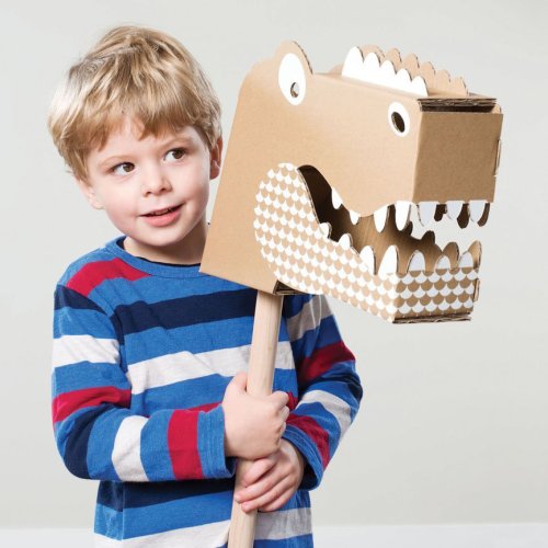 Tête de dinosaure en carton